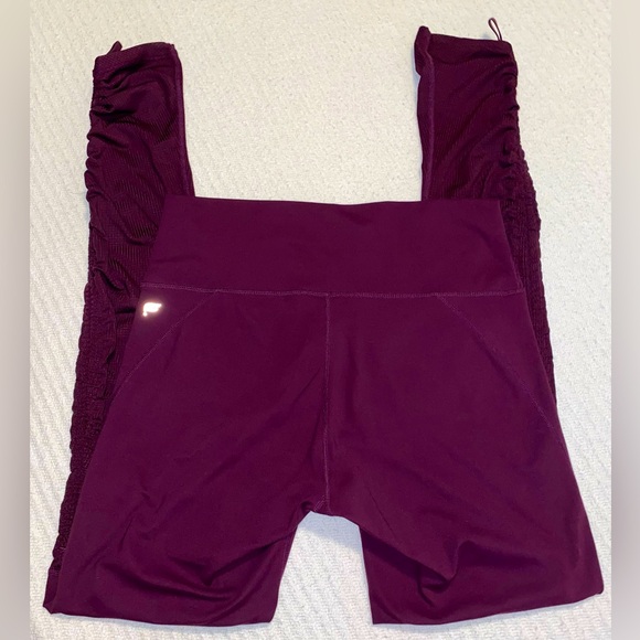 Fabletics Pants - Fabletics Maroon High Rise Ruched Leg Workout Tights Women’s Size M